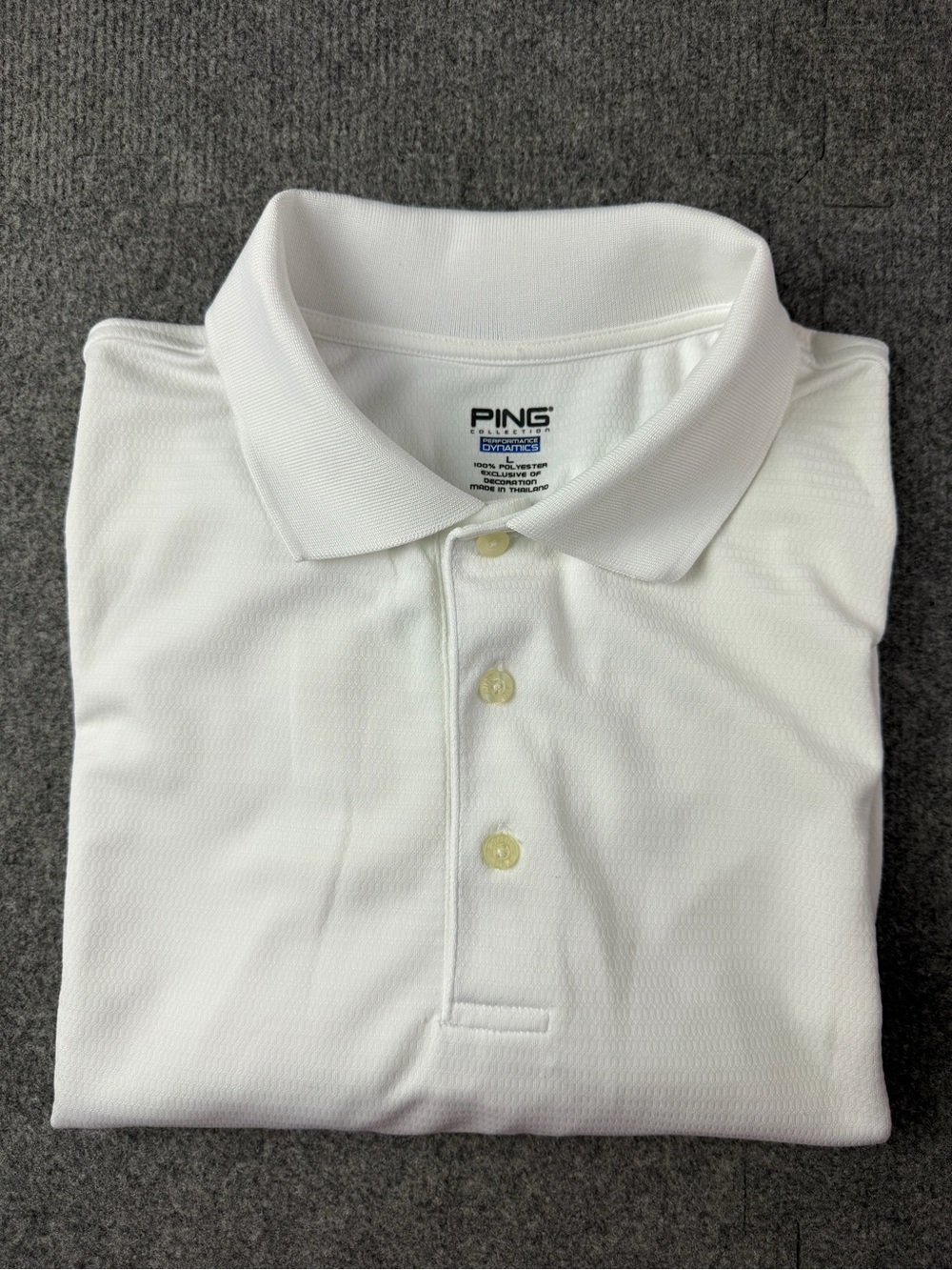Ping Performance Dynamics Mens Short Sleeve Golf Polo Shirt Size L White